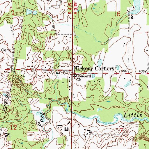 Topographic Map of Concord Church, OH