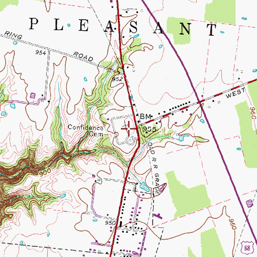 Topographic Map of Confidence Cemetery, OH