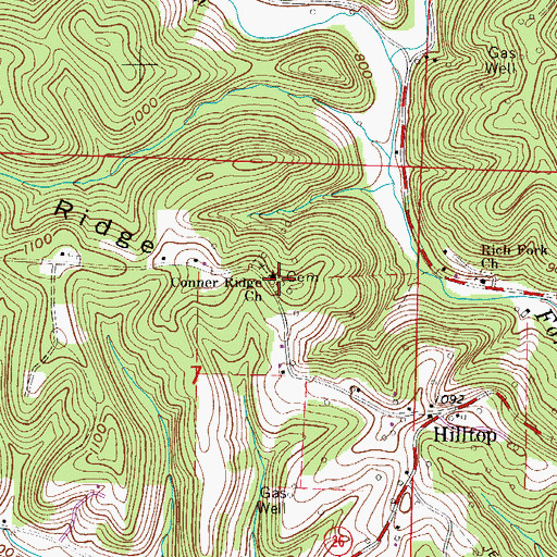 Topographic Map of Connor Ridge Methodist Church, OH