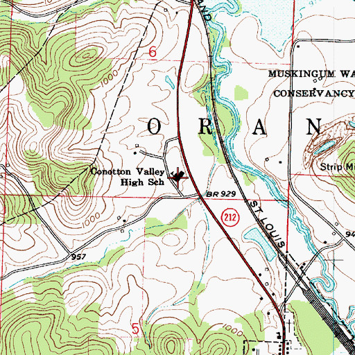 Topographic Map of Conotton Valley High School, OH