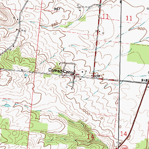 Topographic Map of Conrad Cemetery, OH
