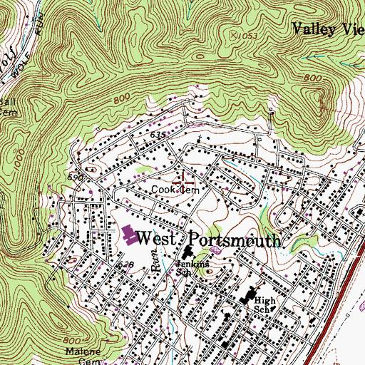 Topographic Map of Cook Cemetery, OH