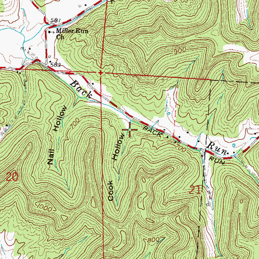Topographic Map of Cook Hollow, OH
