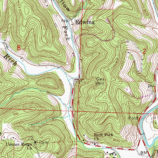 Topographic Map of Cook Hollow, OH