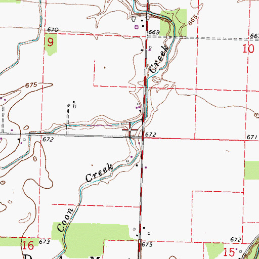 Topographic Map of Coon Creek, OH