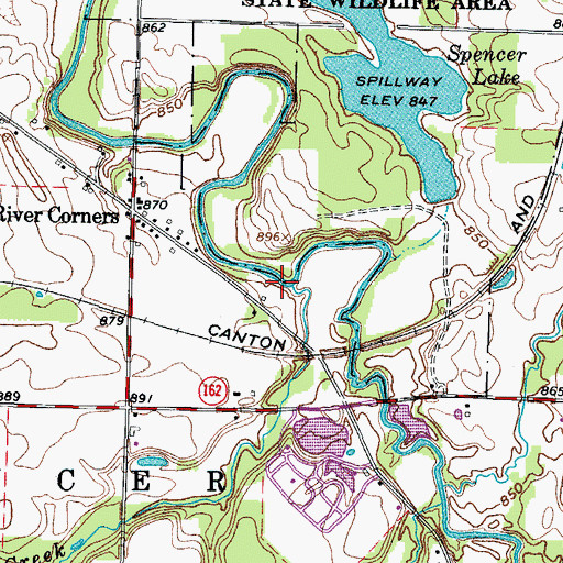 Topographic Map of Coon Creek, OH