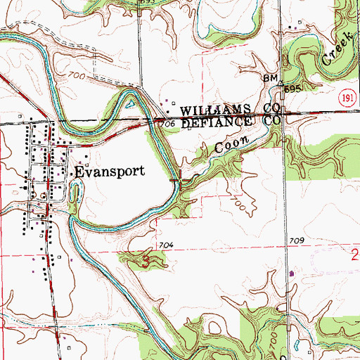 Topographic Map of Coon Creek, OH
