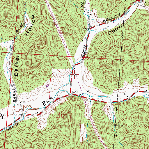 Topographic Map of Coon Hollow, OH