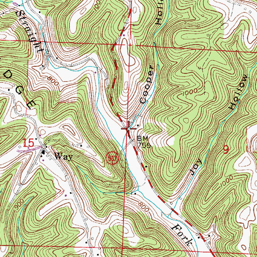 Topographic Map of Cooper Hollow, OH