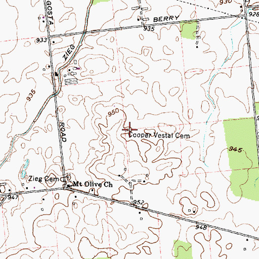Topographic Map of Cooper Vestal Cemetery, OH