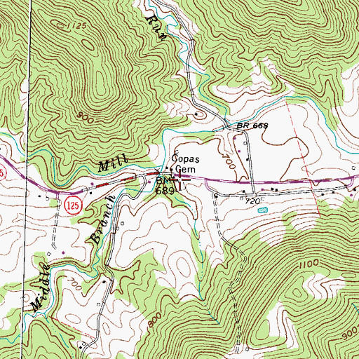 Topographic Map of Copas Cemetery, OH