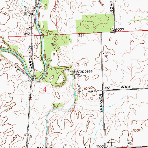 Topographic Map of Coppess Cemetery, OH