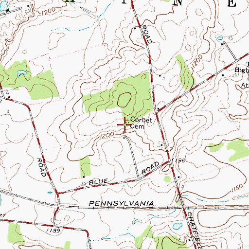 Topographic Map of Corbet Cemetery, OH