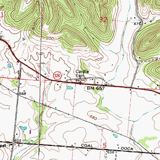 Topographic Map of Cordle Cemetery, OH