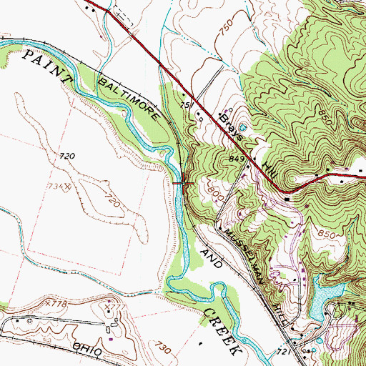 Topographic Map of Corey Run, OH
