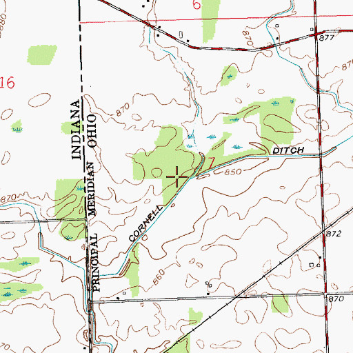Topographic Map of Cornell Ditch, OH