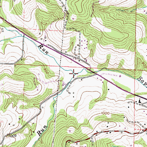 Topographic Map of Corns Run, OH
