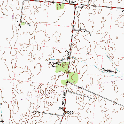 Topographic Map of Correll Cemetery, OH