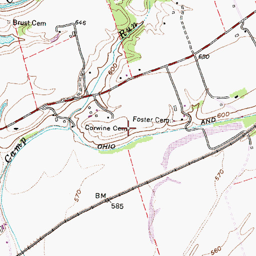 Topographic Map of Corwine Cemetery, OH