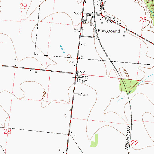 Topographic Map of Cost Cemetery, OH