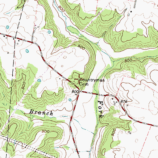 Topographic Map of Countryman Cemetery, OH