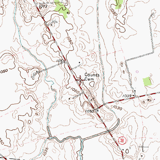 Topographic Map of Counts Cemetery, OH