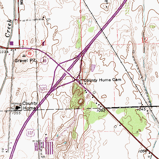 Topographic Map of County Home Cemetery, OH