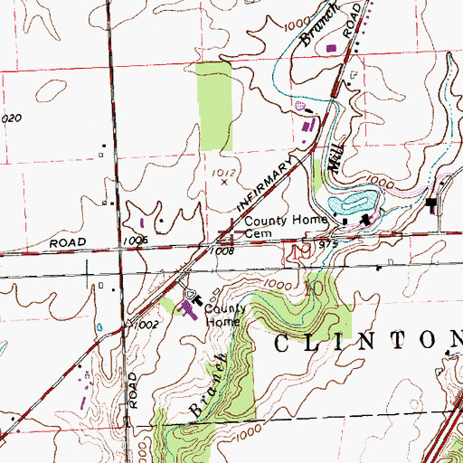 Topographic Map of County Home Cemetery, OH