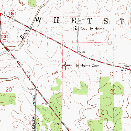 Topographic Map of County Home Cemetery, OH