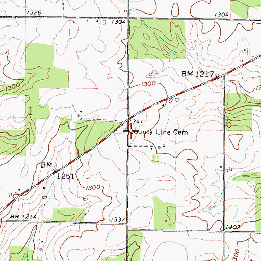 Topographic Map of County Line Cemetery, OH