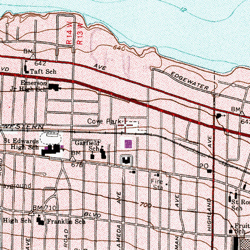 Topographic Map of Cove Park, OH
