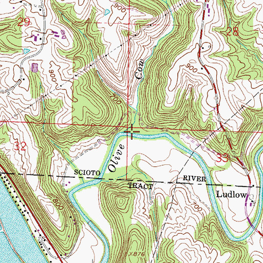 Topographic Map of Cow Run, OH