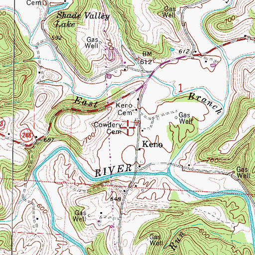 Topographic Map of Cowdery Cemetery, OH