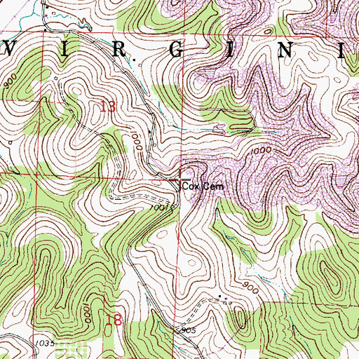 Topographic Map of Cox Cemetery, OH