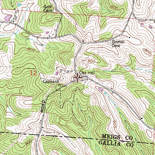 Topographic Map of Coy Hill Cemetery, OH