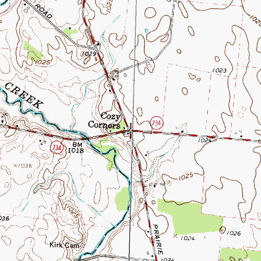 Topographic Map of Cozy Corners, OH