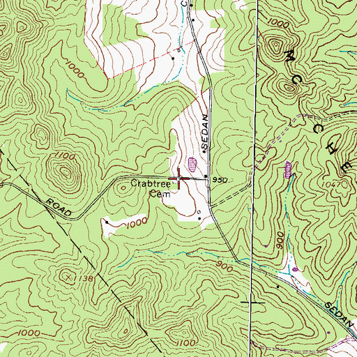 Topographic Map of Crabtree Cemetery, OH