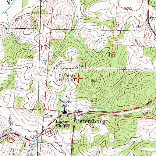 Topographic Map of Crabtree Cemetery Number 1, OH