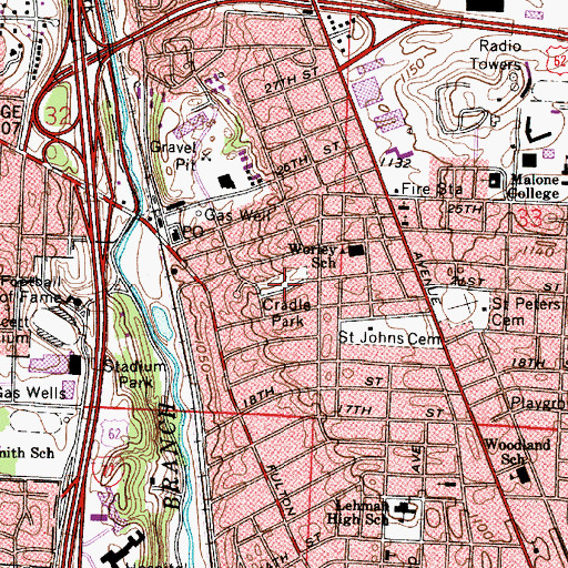 Topographic Map of Cradle Park, OH