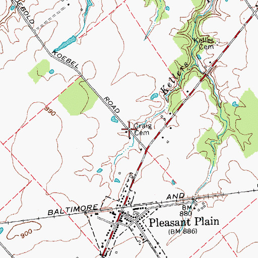 Topographic Map of Craig Cemetery, OH