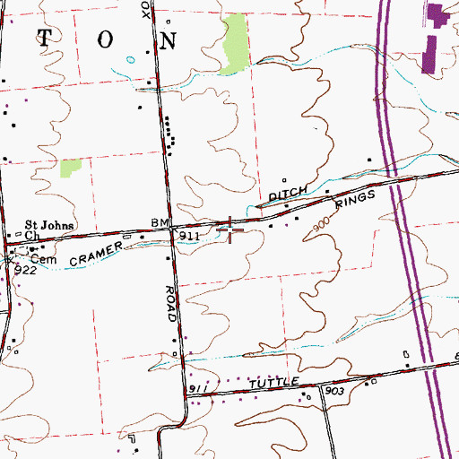 Topographic Map of Cramer Ditch, OH