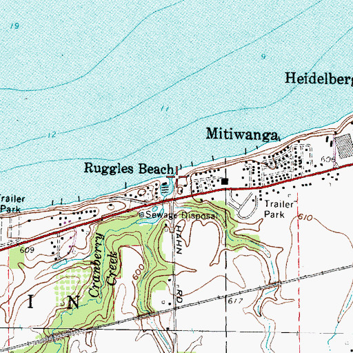 Topographic Map of Cranberry Creek, OH