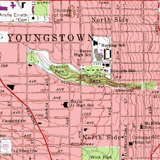 Topographic Map of Crandall Park, OH