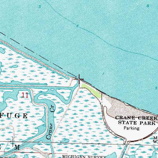 Topographic Map of Crane Creek, OH