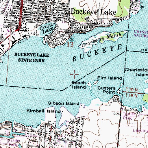 Topographic Map of Crane Lake, OH