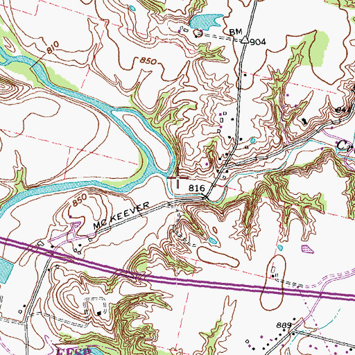Topographic Map of Crane Run, OH
