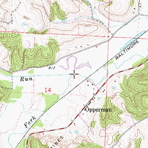 Topographic Map of Crane Run, OH