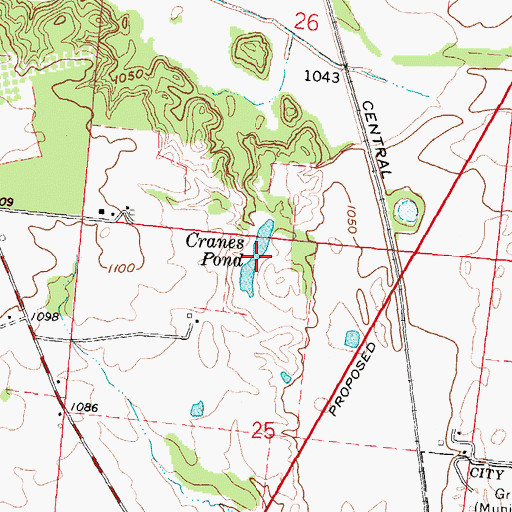 Topographic Map of Cranes Pond, OH