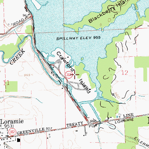 Topographic Map of Crawford Island, OH