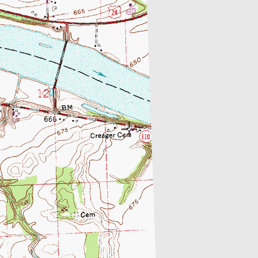 Topographic Map of Creager Cemetery, OH